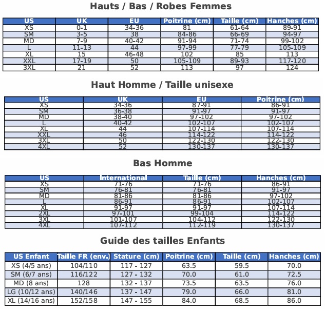 Guide des tailles